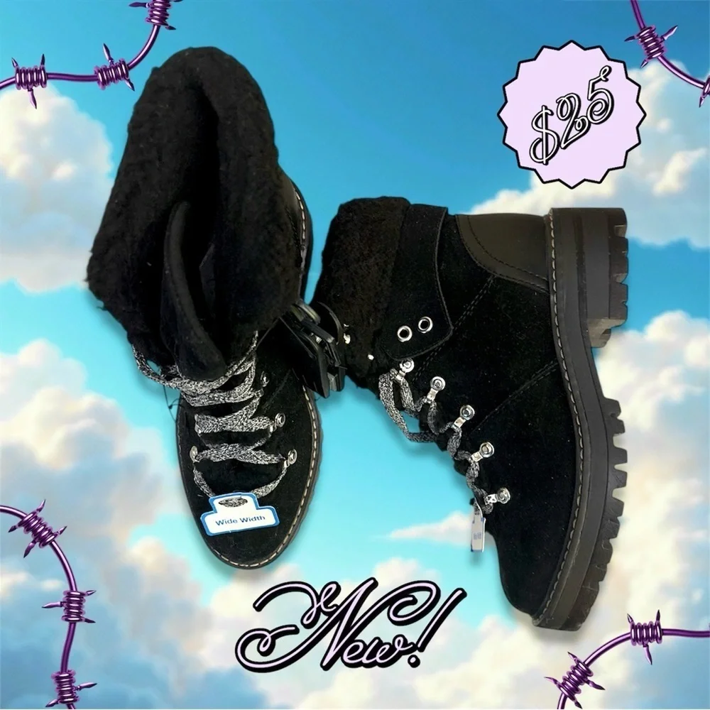 🏍️🆕🏍️ Time and Tru Black Ankle Boots-Size 7 Wide